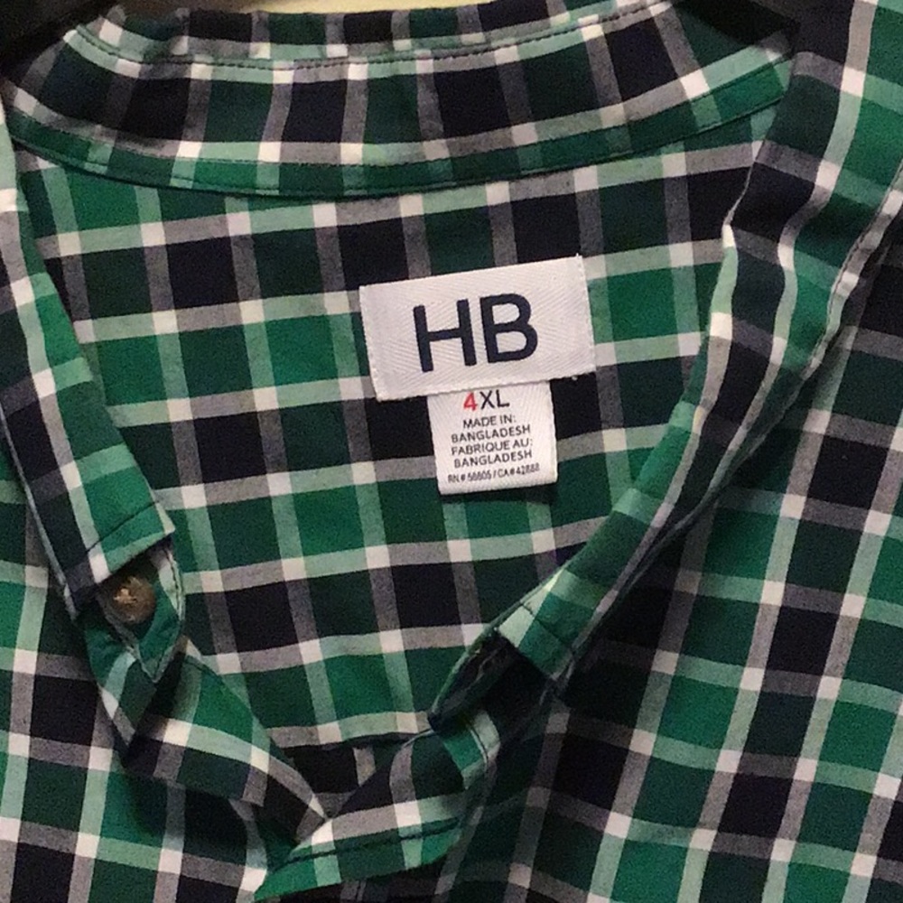 COPY - Harbor Bay Men’s Collared Button down Shirt size 4 XL Greene/Black Check…